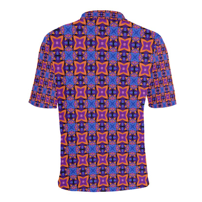 kaleidoscope Purple Orange Print Design Men Polo Shirt
