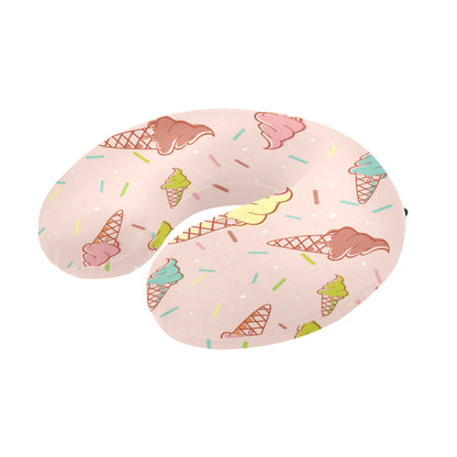 Ice Cream Pattern Print Design 02 U-Shaped Travel Neck Pillow