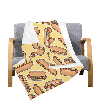 Hot Dog Pattern Print Design 01 Premium Quilt