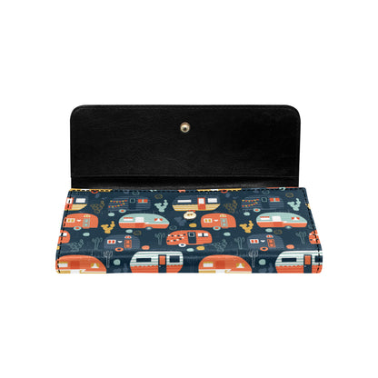 Camper Caravan Print Pattern Women's Trifold Wallet