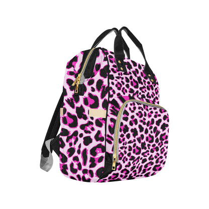 Pink Leopard Print Diaper Bag Backpack