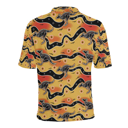Kangaroos Aboriginal  Pattern Print Design 06 Men Polo Shirt