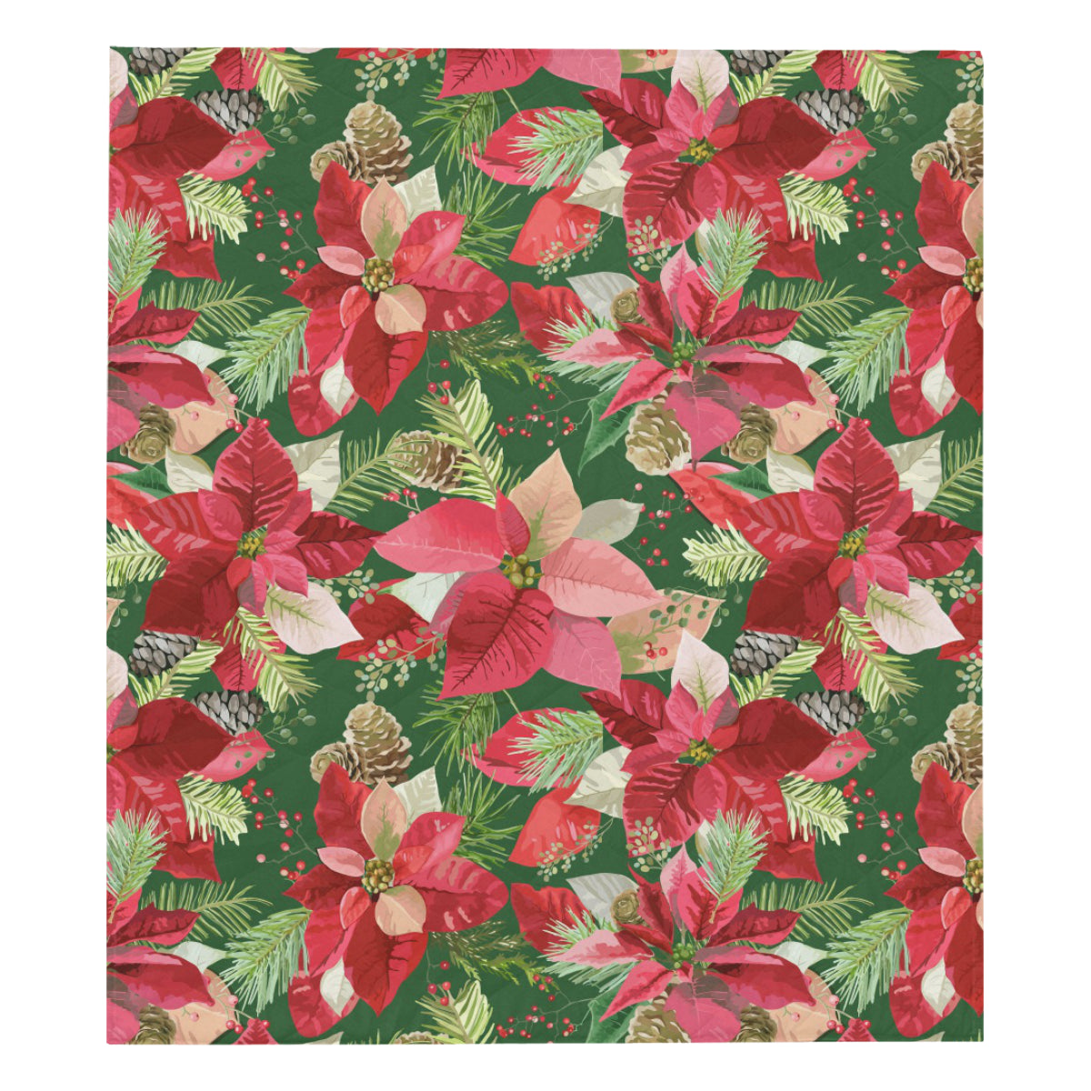 Poinsettia Pattern Print Design POT03 Premium Quilt