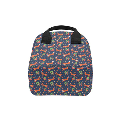 Fox Strawberry Print Pattern Insulated Lunch Bag
