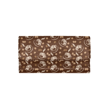 Coffee Pattern Print Design 03 Women's Trifold Wallet