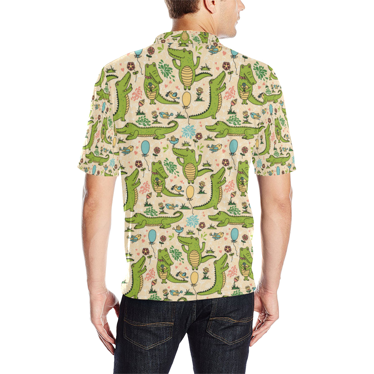 Alligator Pattern Print Design 01 Men Polo Shirt