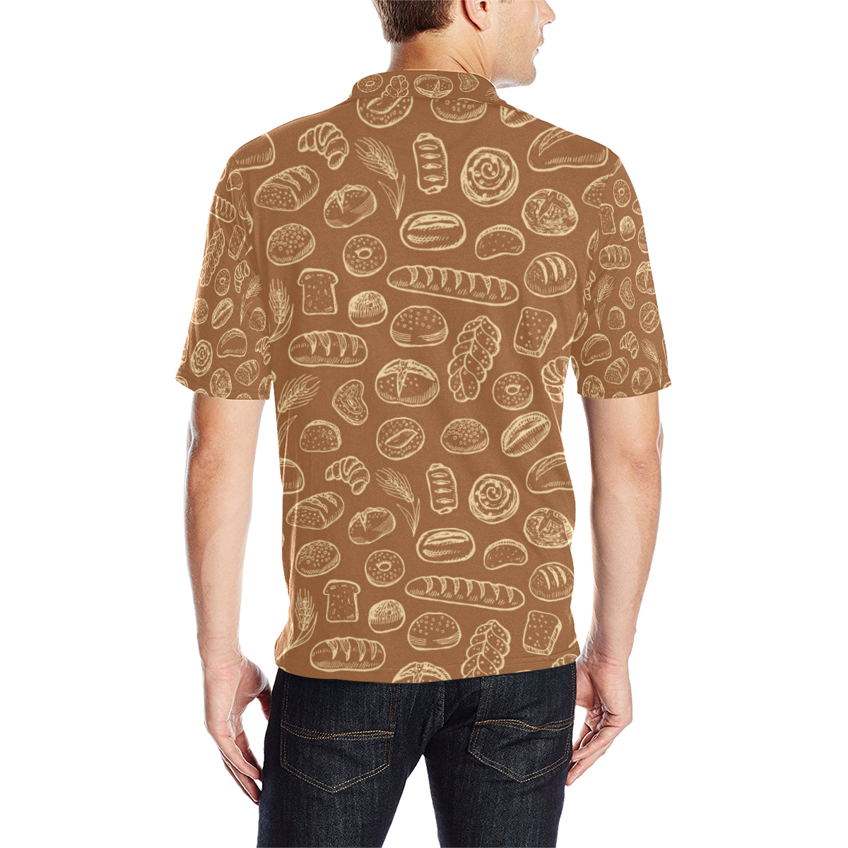 Bread Pattern Print Design 03 Men Polo Shirt