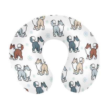 Alaskan Malamute Pattern Print Design 02 U-Shaped Travel Neck Pillow