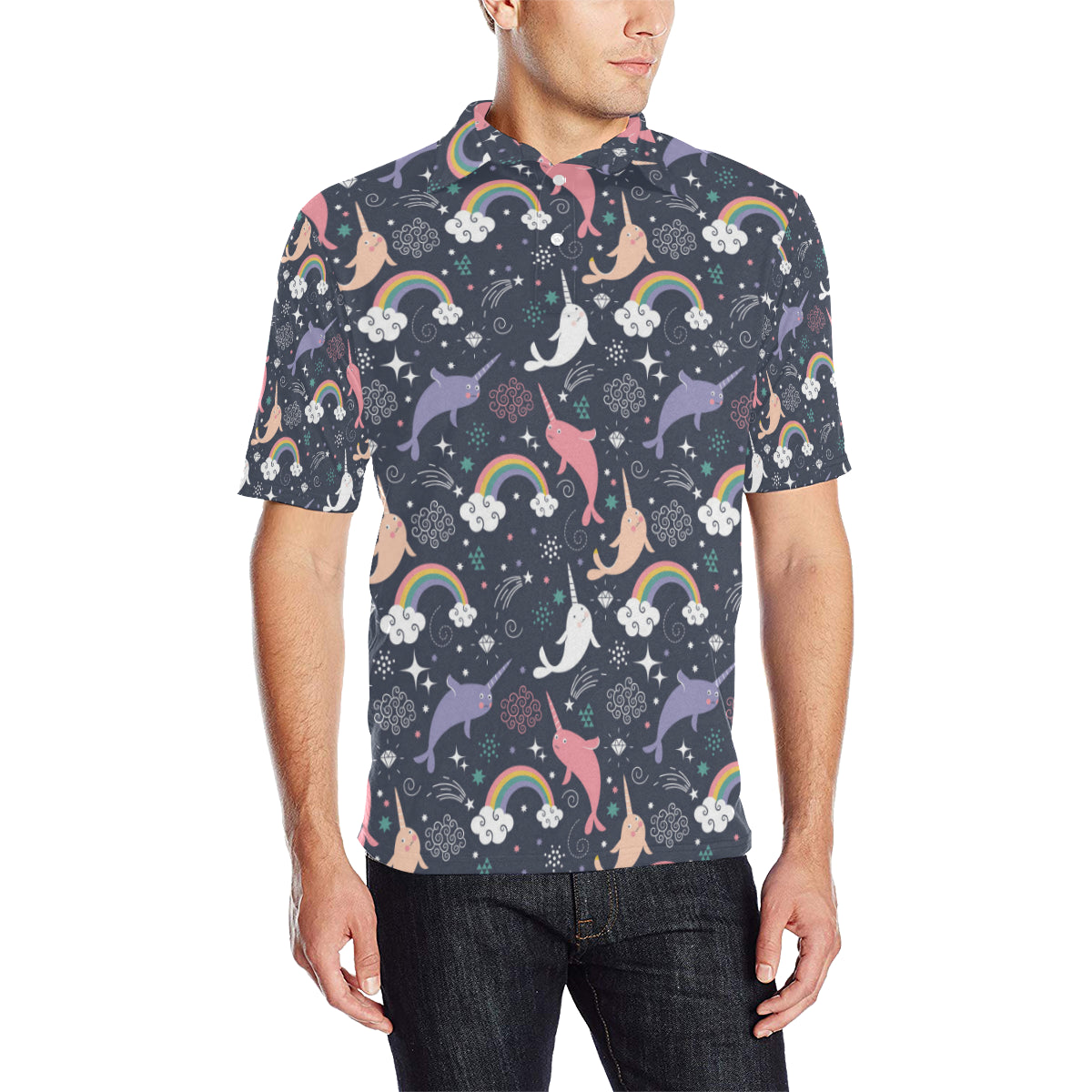 Narwhal Pattern Print Design 01 Men Polo Shirt