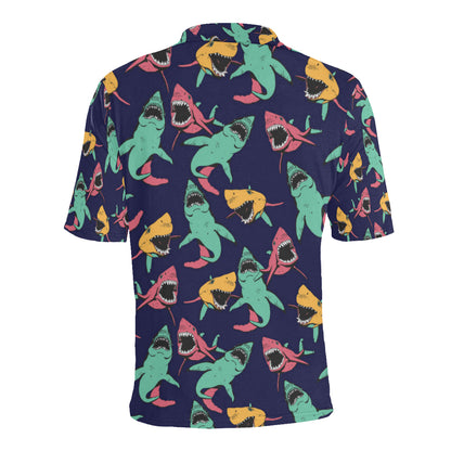 Shark Bite Pattern Men Polo Shirt