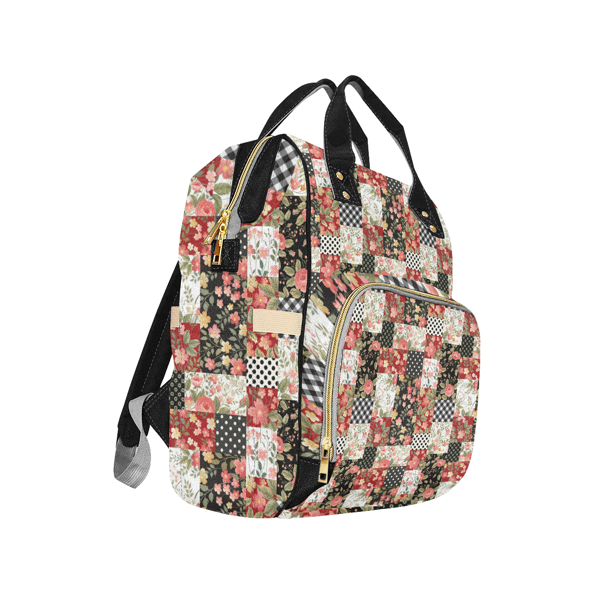 Patchwork Flower Pattern Print Design 03 Diaper Bag Backpack