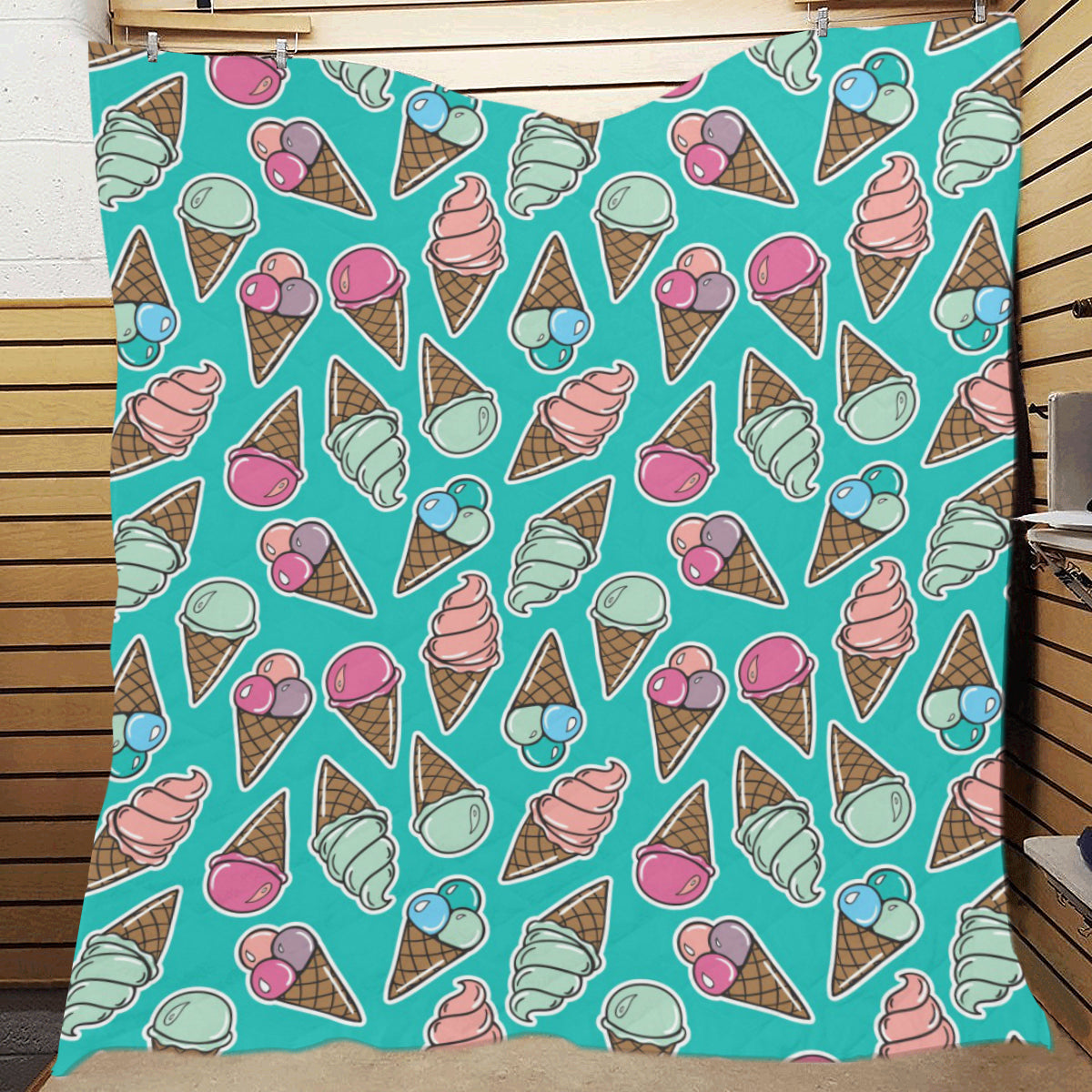 Ice Cream Pattern Print Design IC01 Premium Quilt