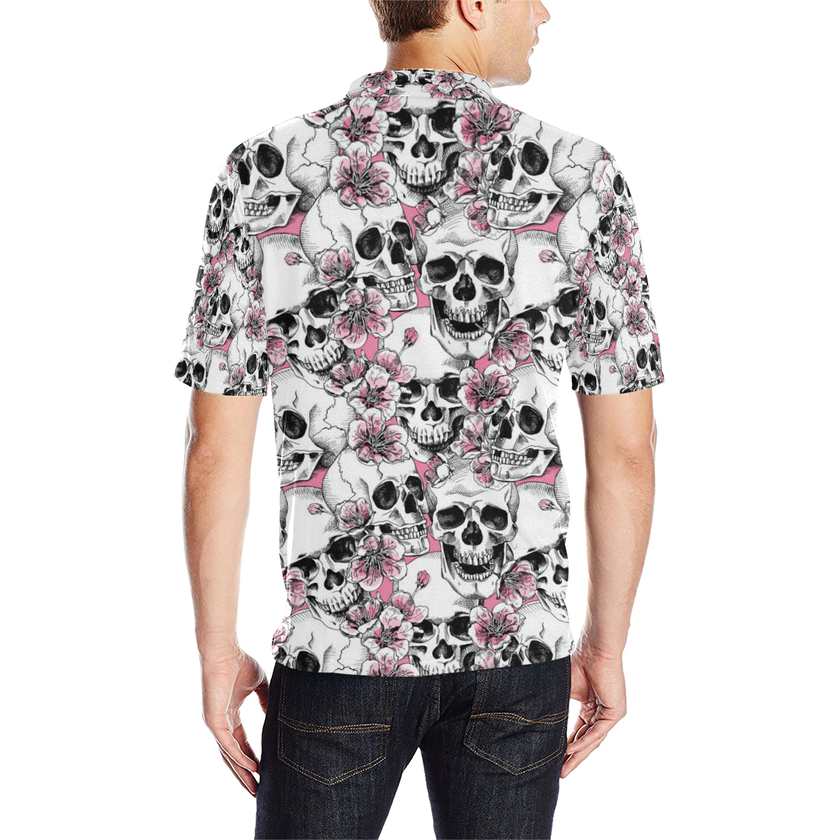 Cherry Blossom Pattern Print Design CB03 Men Polo Shirt