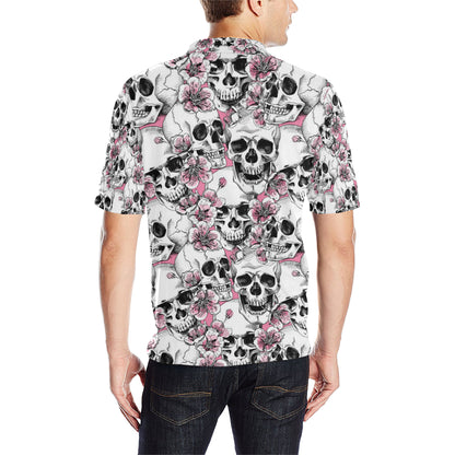 Cherry Blossom Pattern Print Design CB03 Men Polo Shirt