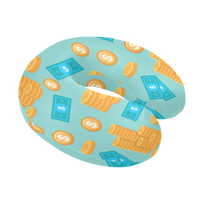 Money Pattern Print Design 03 U-Shaped Travel Neck Pillow