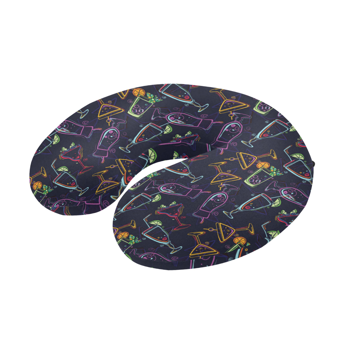 Cocktail Pattern Print Design 04 U-Shaped Travel Neck Pillow