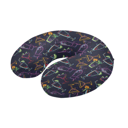 Cocktail Pattern Print Design 04 U-Shaped Travel Neck Pillow