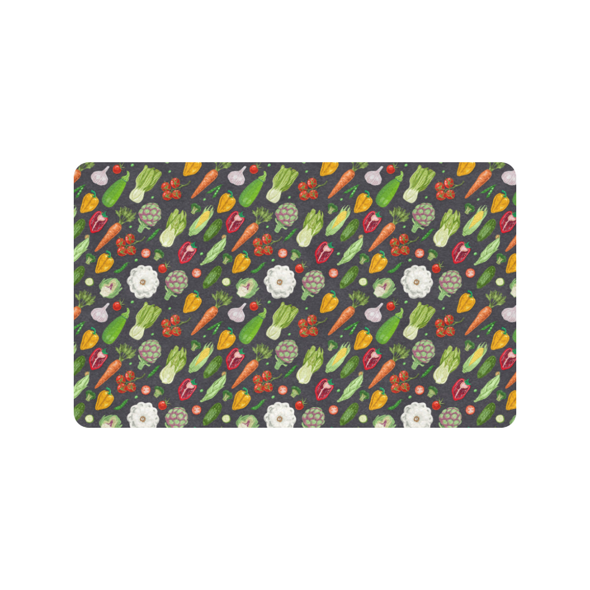 Vegan Pattern Themed Design Print Rubber Doormat