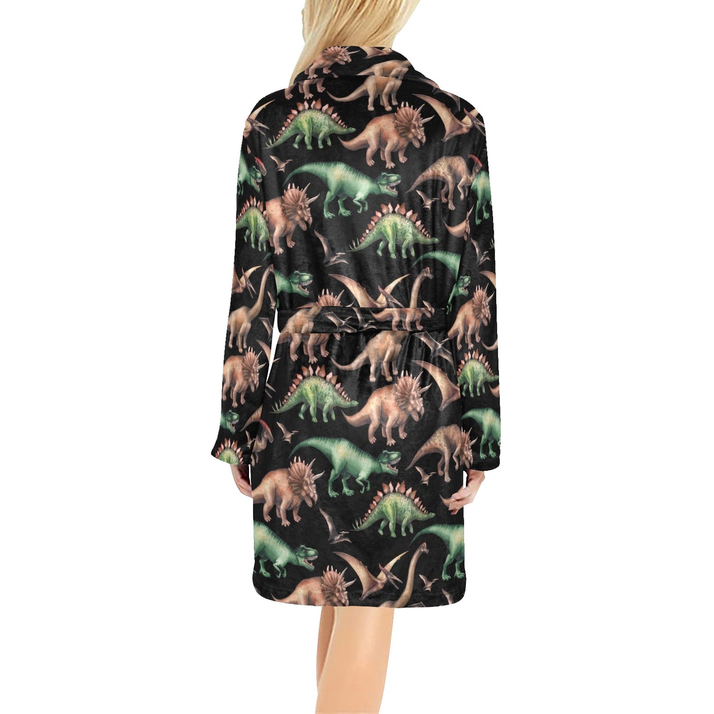 Dinosaur Print Pattern Women's Fleece Robe