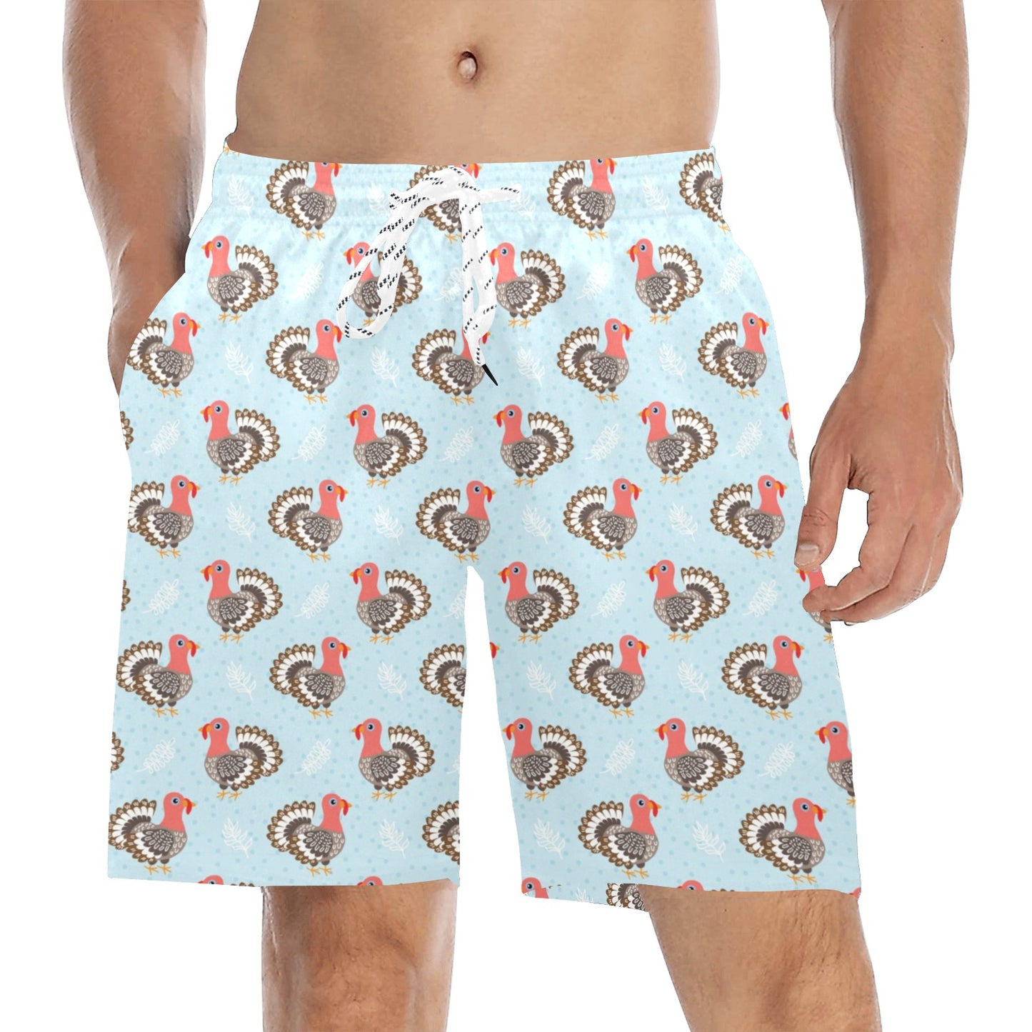 Turkey Print Design LKS403 Men's Swim Trunks Beach Shorts