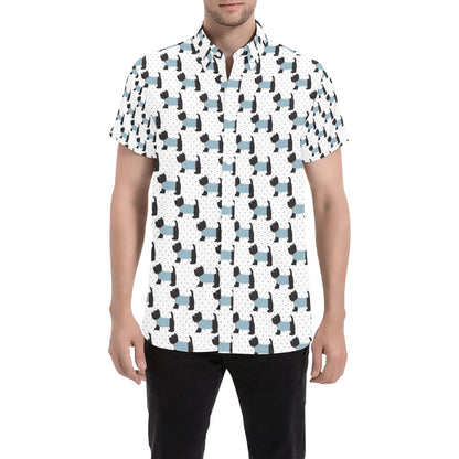 Scottish Terriers Print Design LKS3012 Men Short Sleeve Button Up Shirt