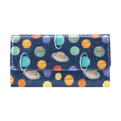 Planet With Star Print Design LKS303 Women's Trifold Wallet