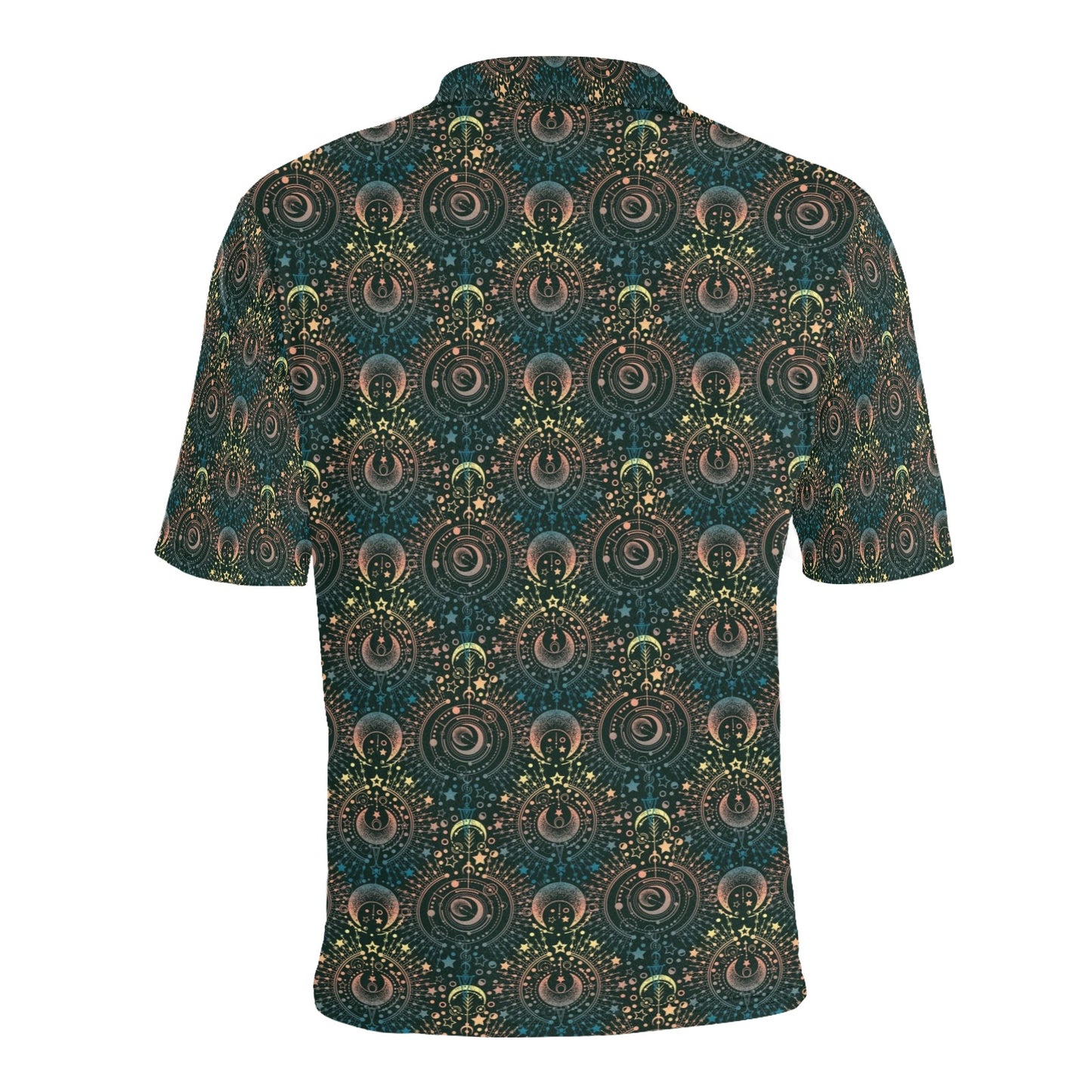 Sun Moon Print Design LKS307 Men Polo Shirt