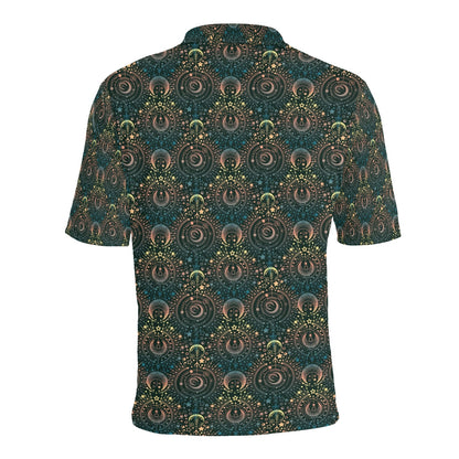 Sun Moon Print Design LKS307 Men Polo Shirt