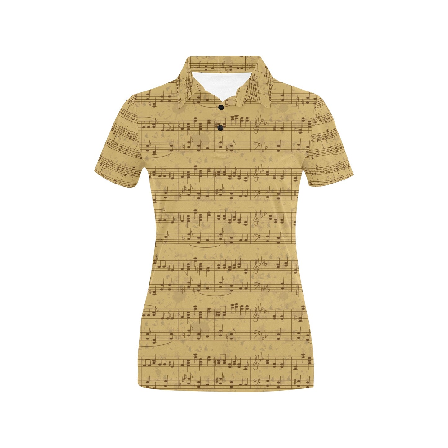 Music Note Vintage Themed Print Women's Polo Shirt