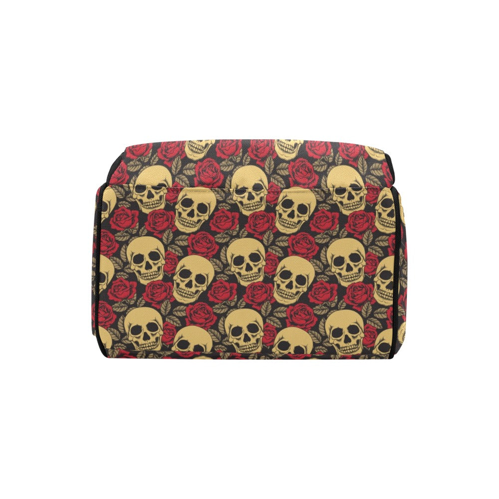 Skull And Roses Print Design LKS302 Diaper Bag Backpack