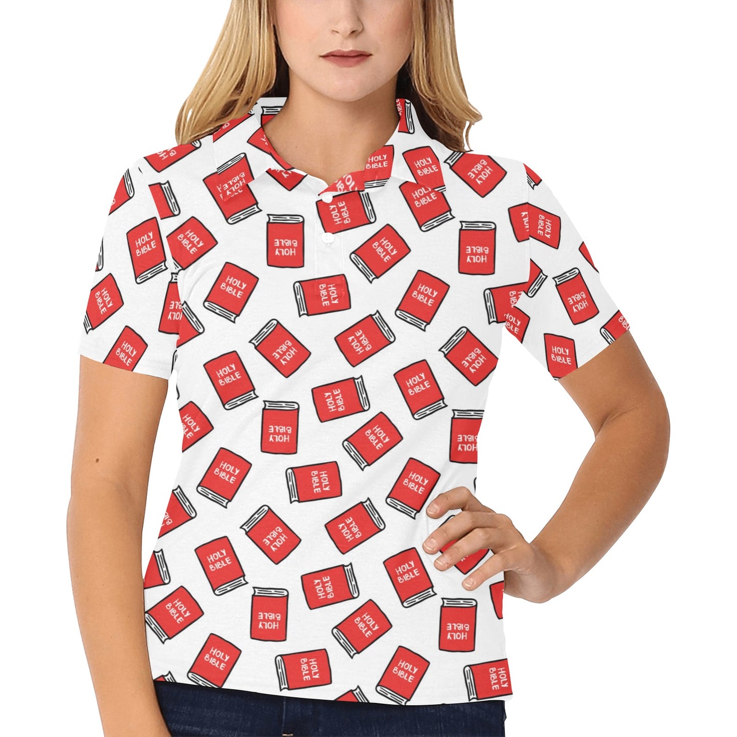 Bible Pattern Print Design 03 Women's Polo Shirt