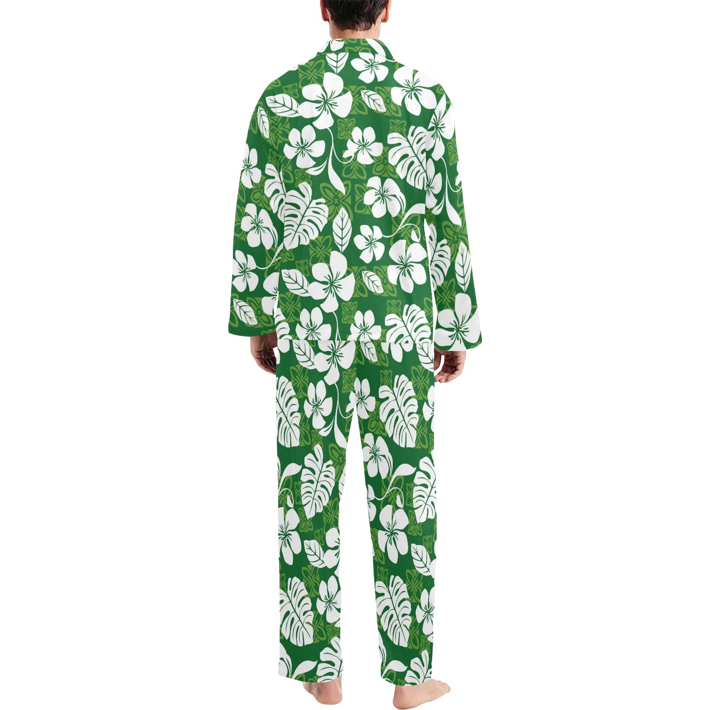Hawaiian Themed Pattern Print Design H016 Men's Long Pajama Set