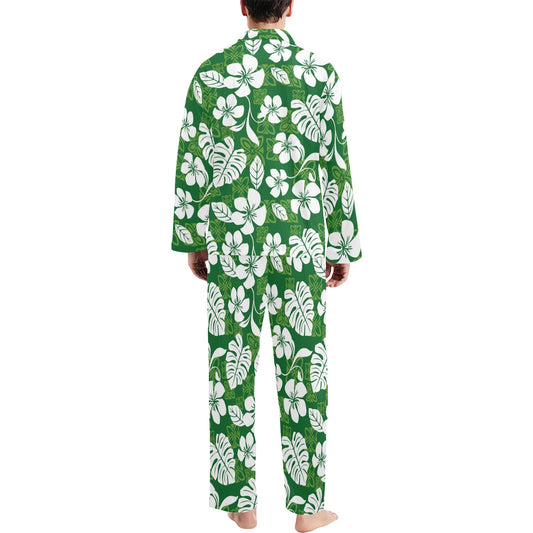 Hawaiian Themed Pattern Print Design H016 Men's Long Pajama Set
