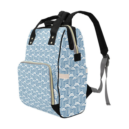 Wave Print Design LKS306 Diaper Bag Backpack