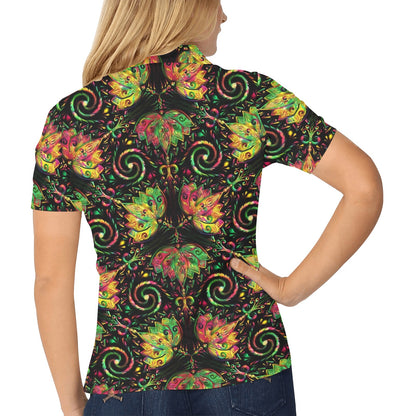 lotus Boho Pattern Print Design LO09 Women's Polo Shirt