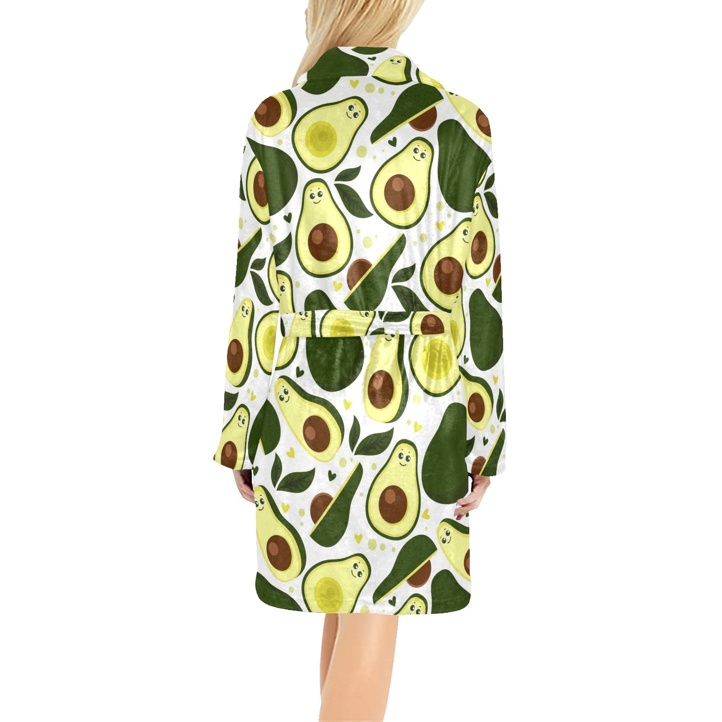 Avocado Pattern Print Design AC06 Women's Fleece Robe