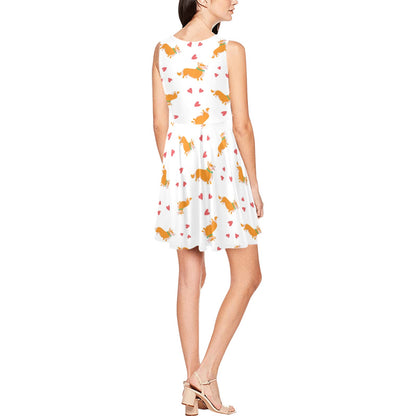 Cardigan Welsh Corgis Pattern Print Design 04 Sleeveless Dress
