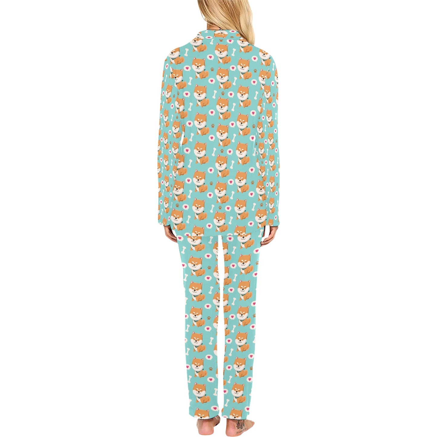 Shiba Inu Print Design LKS3013 Women's Long Pajama Set