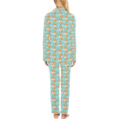Shiba Inu Print Design LKS3013 Women's Long Pajama Set