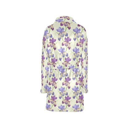 Iris Pattern Print Design IR08 Women's Fleece Robe