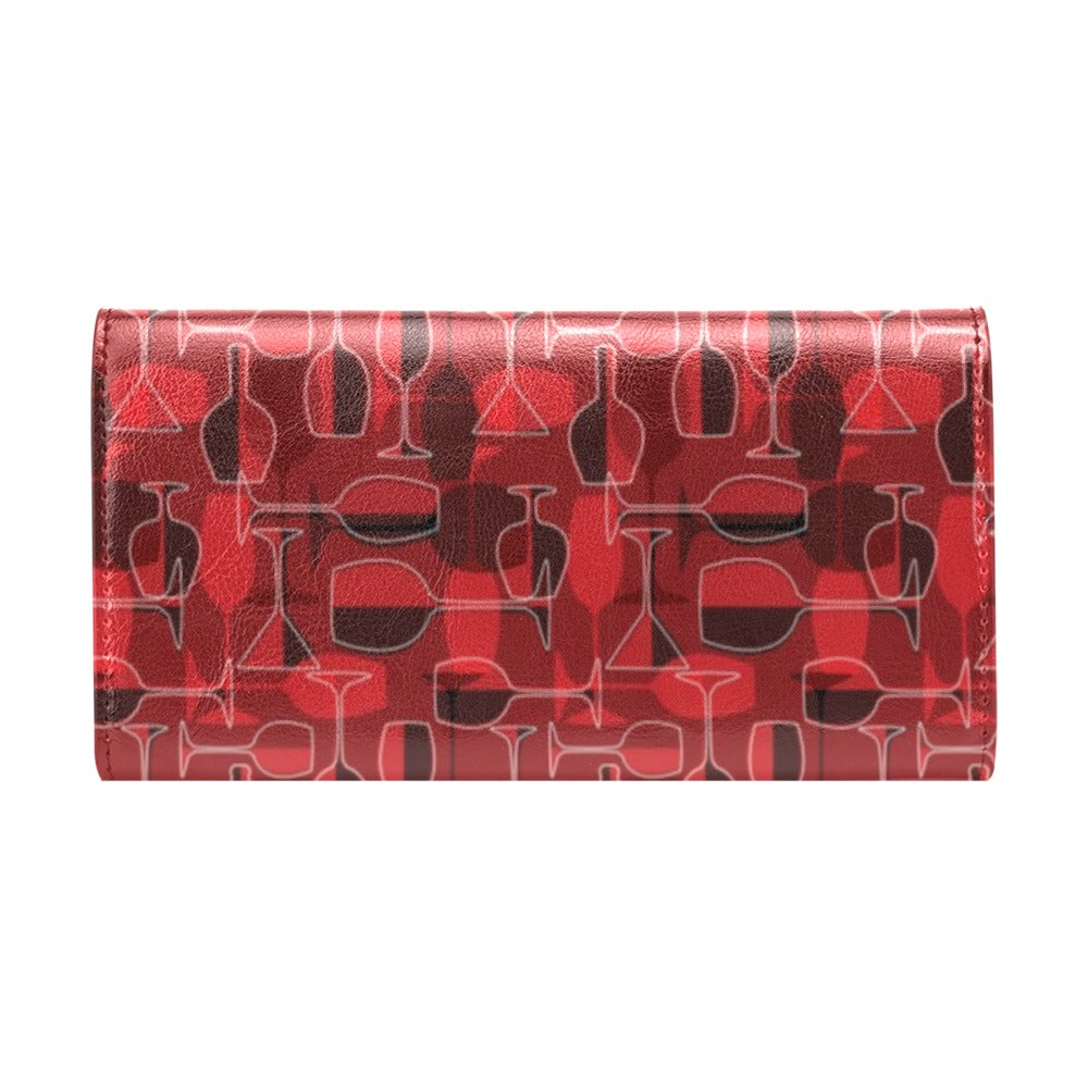 Wine Glass Print Design LKS301 Women's Trifold Wallet