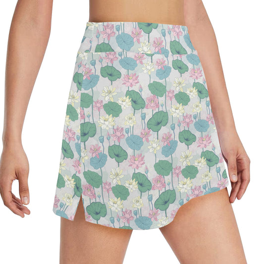 Water Lily Print Design LKS305 17" Golf & Pickleball Skort with Pockets