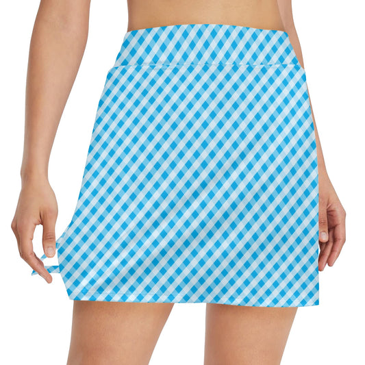 Gingham Print Design LKS401 17" Golf & Pickleball Skort with Pockets