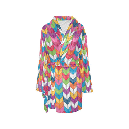 Knit Pattern Print Design 01 Women's Fleece Robe