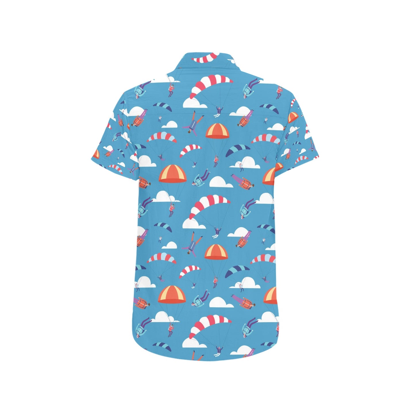 Skydiver Print Design LKS306 Men Short Sleeve Button Up Shirt