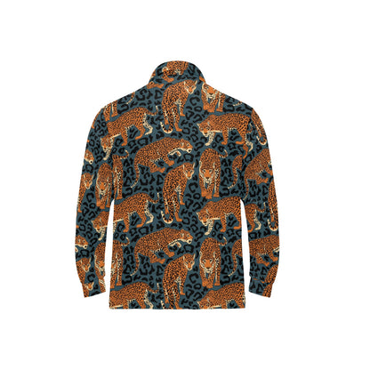Jaguar Pattern Print Design 04 Long Sleeve Polo Shirt For Men's