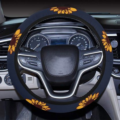 Sunflower Print Design LKS304 Steering Wheel Cover with Elastic Edge