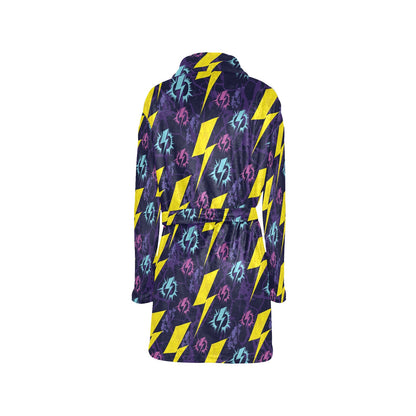 Lightning Thunder Pattern Print Design 01 Women's Fleece Robe