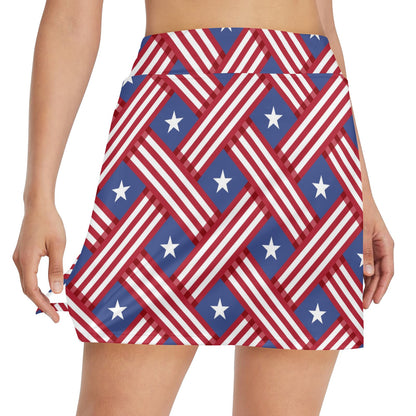 American flag Pattern 17" Golf & Pickleball Skort with Pockets