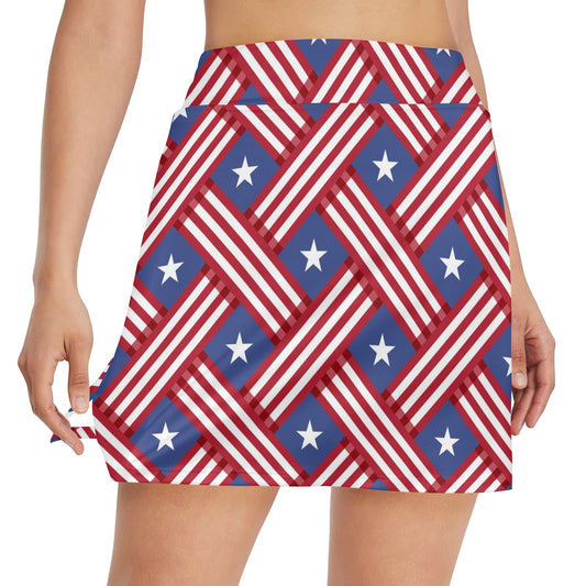 American flag Pattern 17" Golf & Pickleball Skort with Pockets
